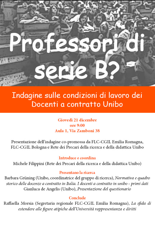 Indagine condizioni lavoro docenti a contratto Università di Bologna