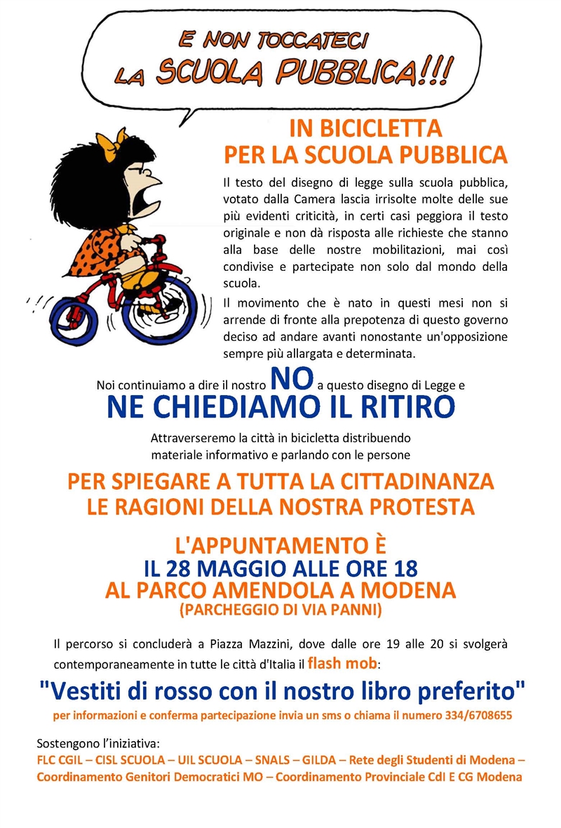 In bicicletta a Modena per la scuola pubblica