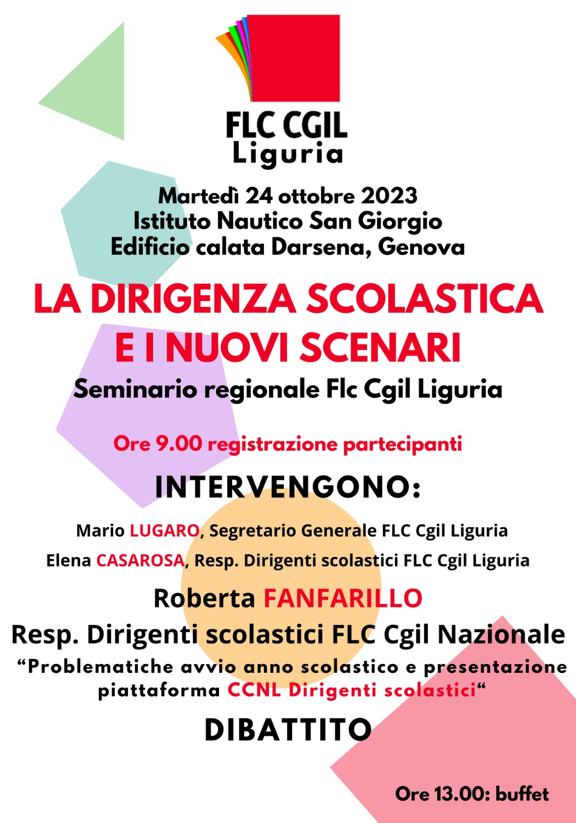 Seminario dirigenza scolastica Genova 24 ottobre 2023