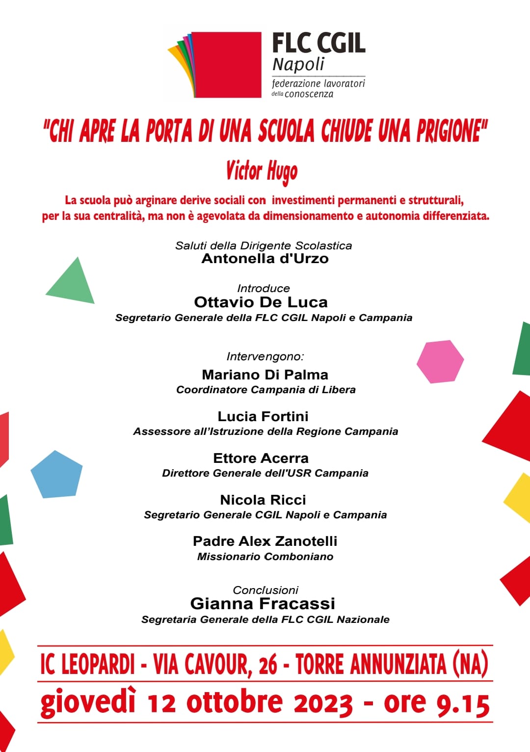 Scuola, tavola rotonda a Napoli il 12 ottobre